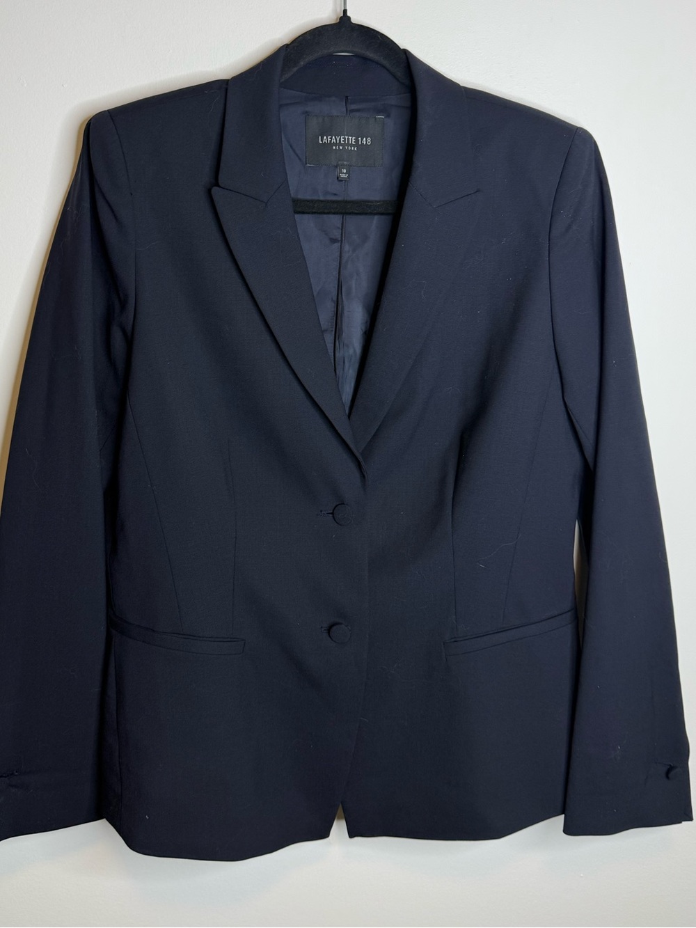 Lafayette 148 New York Navy blue Single-Breasted Tailored Blazer two button 10